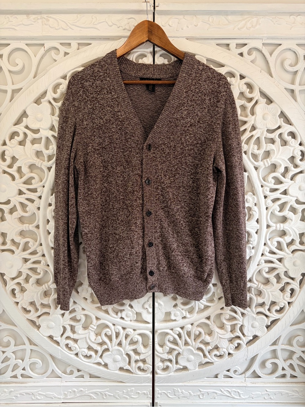 Lachlan British Inspired Men’s Cardigan M 100% Cotton Brown Button Front
